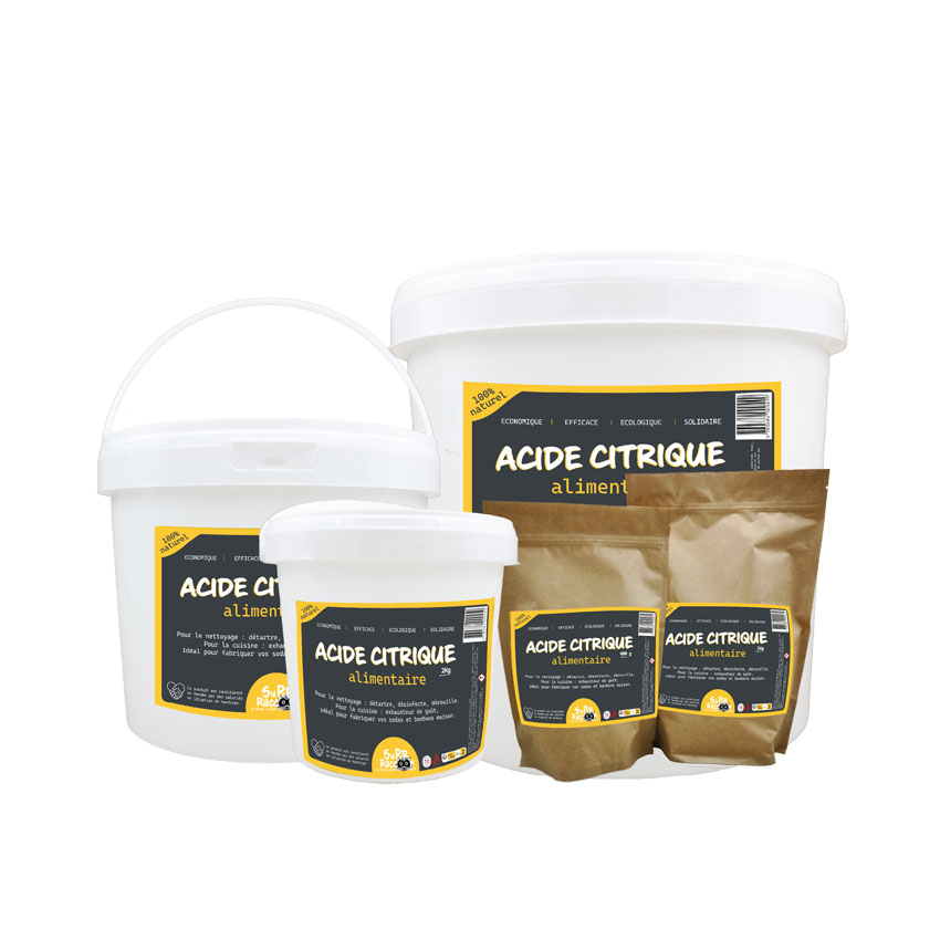 Gamme Acide citrique - produits super raccoon 100 % naturels ensachés par APYSA entreprise adaptée en Vendée