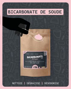Bicarbonate de soude, nettoie, dégraisse, désodorise.