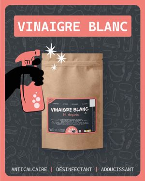 Vinaigre blanc 14 degrés, anticalcaire, désinfectant, adoucissant.